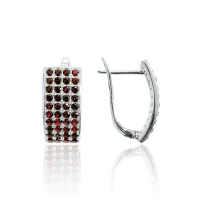 Серьги из серебра с натуральным гранатом (Чехия)