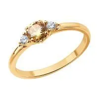 Кольцо из золоченого серебра с фианитами