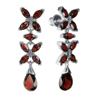 Серьги из серебра с натуральным гранатом