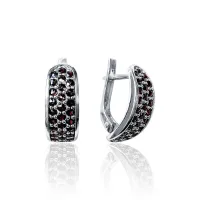 Серьги из серебра с натуральным гранатом