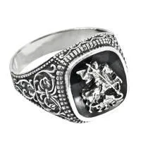 Мужская печатка Восток из серебра с лидитом