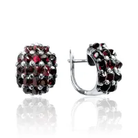 Серьги из серебра с натуральным гранатом Серьги из серебра с натуральным гранатом