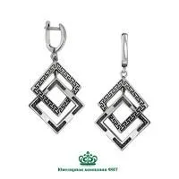 Серебряные серьги Квадро