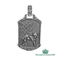 Мужская подвеска Квадрат Сварога из черненого серебра без вставок