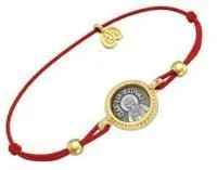 Браслет Матрона Московская из серебра с позолотой и шелковой нитью