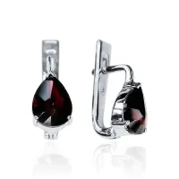 Серьги из серебра с натуральным гранатом