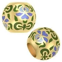 Бусина «ИРИСЫ» из серебра с позолотой и эмалью