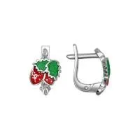 Серьги из серебра с эмалью Земляника (SOKOLOV)