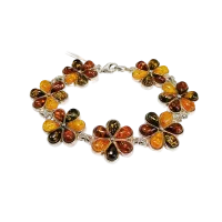 Браслет из серебра с натуральным янтарем