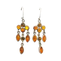 Серьги из серебра с натуральным янтарем