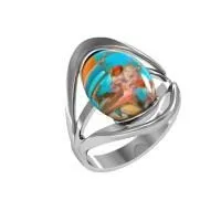 Кольцо из серебра с устричной бирюзой
