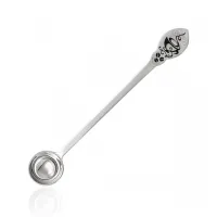 Ложка для кофе из серебра с черневым узором