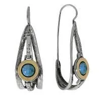 Серьги из серебра с бирюзой, цирконом и золотом DEN'O (Израиль)