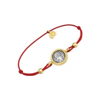 Браслет Николай Чудотворец из серебра с позолотой и шелковой нитью