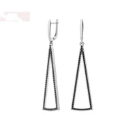 Серьги из серебра с черными фианитами