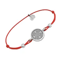 Браслет АНГЕЛ-ХРАНИТЕЛЬ из серебра на красной нити с шариками