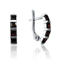 Чешские серьги из серебра с натуральным гранатом