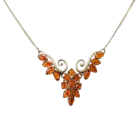 Колье из серебра с натуральным янтарем