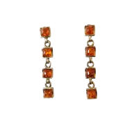 Серьги пусеты из серебра с натуральным янтарем