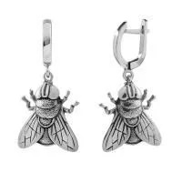 Серьги Мухи из серебра без вставок