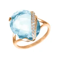 Кольцо из красного золота с топазом и цирконами