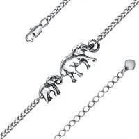 Браслет Слоны из черненого серебра без вставок