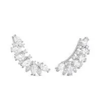 Серьги каффы из серебра с фианитами