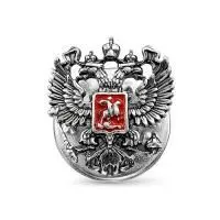 Значок Герб РФ из серебра с эмалью