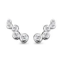 Серьги каффы из серебра с фианитами