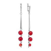 Серьги из серебра с натуральным кораллом
