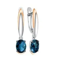 Серьги из серебра с натуральными лондон топазами