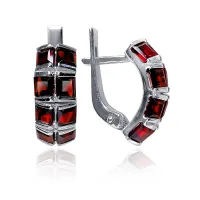 Серьги из серебра с натуральным гранатом