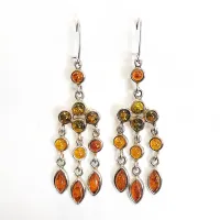 Серьги из серебра с натуральным янтарем