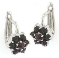 Серьги из серебра с натуральным гранатом