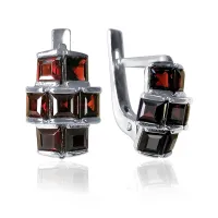 Серьги из серебра с натуральным гранатом