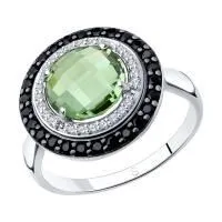 Кольцо из серебра с кварцем и фианитами