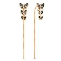 Серьги протяжки из позолоченного серебра со шпинелью