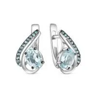 Серьги из серебра с топазом и фианитами