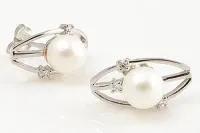 Серьги из серебра с жемчугом и фианитами