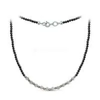 Колье из серебра с лабрадоритом и натуральной шпинелью