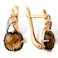Серьги из красного золота с султанитом г/т и фианитами