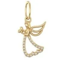 Подвеска Ангел с сердцем из позолоченного серебра с фианитами