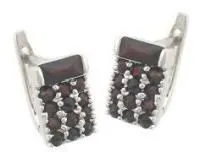 Серьги из серебра с натуральным гранатом