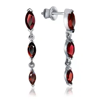 Серьги пусеты из серебра с натуральным гранатом