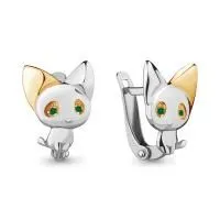 Серьги из серебра с позолотой и наноизумрудами