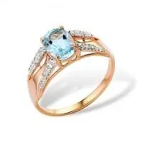 Кольцо из красного золота с топазом и фианитами