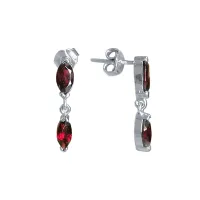 Серьги пусеты из серебра с натуральным гранатом