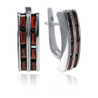 Серьги из серебра с натуральным гранатом