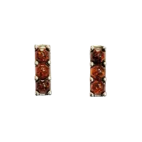 Серьги пусеты из серебра с натуральным янтарем