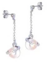 Серьги из серебра с жемчугом и фианитами